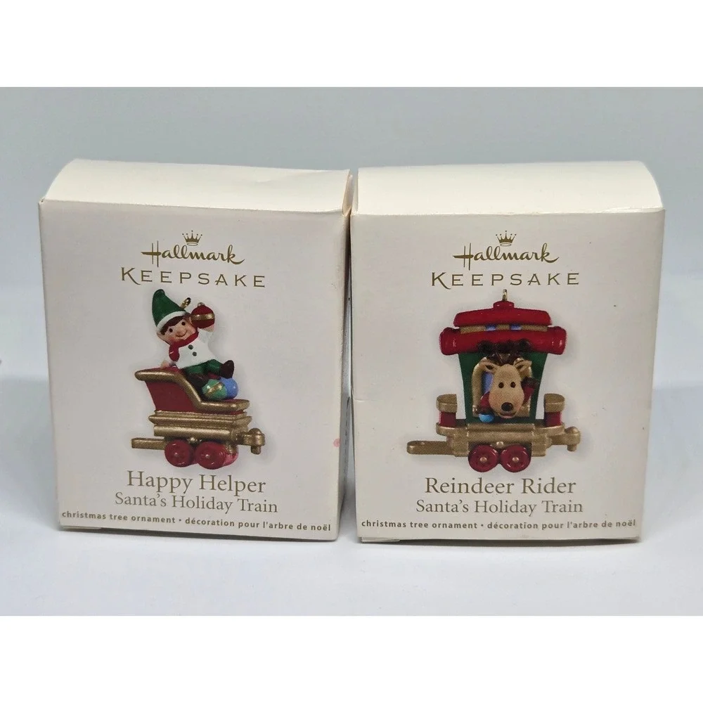 Hallmark Ornaments: Happy Helper, Reindeer Rider for Santa's Holiday Train 2011‎